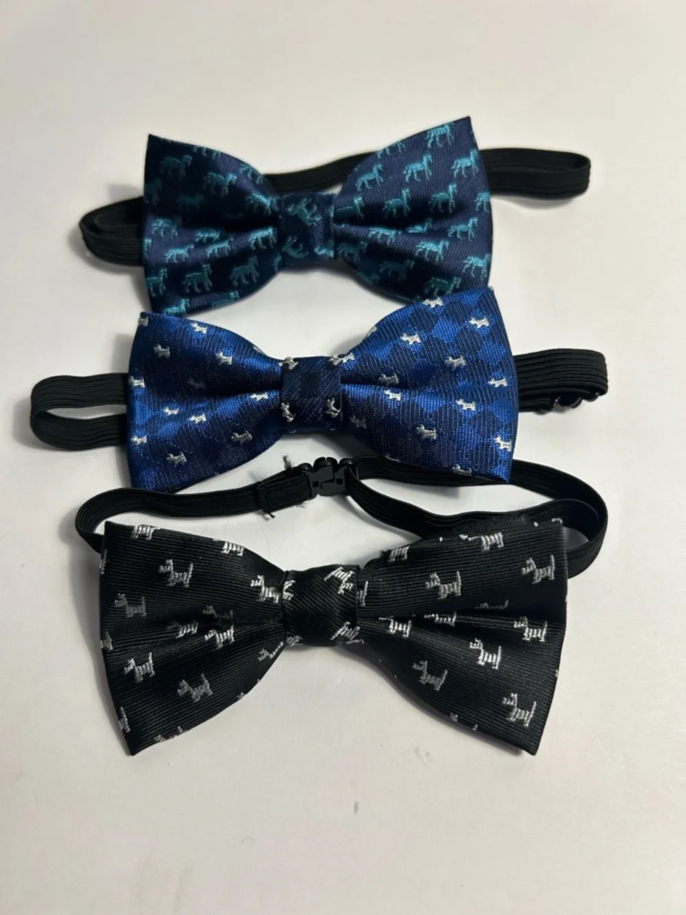 Source Unknown Kids Bow Tie Set - Navy, Royal Blue & Black with Animal Motif